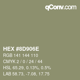 Color code: HEX #8D906E | qconv.com