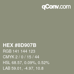 Color code: HEX #8D907B | qconv.com