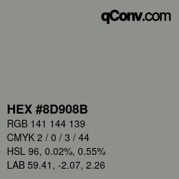 Color code: HEX #8D908B | qconv.com