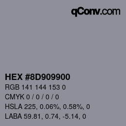 Farbcode: HEX #8D909900 | qconv.com