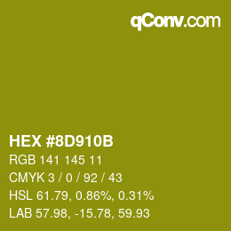 カラーコード: HEX #8D910B | qconv.com