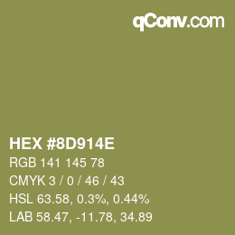 Color code: HEX #8D914E | qconv.com