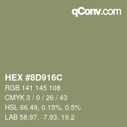 Color code: HEX #8D916C | qconv.com