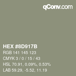 カラーコード: HEX #8D917B | qconv.com
