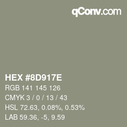 Color code: HEX #8D917E | qconv.com