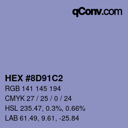 Color code: HEX #8D91C2 | qconv.com