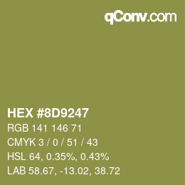 Color code: HEX #8D9247 | qconv.com