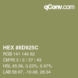 Color code: HEX #8D925C | qconv.com