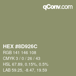 Color code: HEX #8D926C | qconv.com