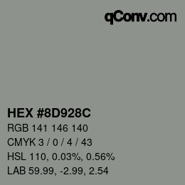 Color code: HEX #8D928C | qconv.com
