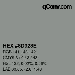 Color code: HEX #8D928E | qconv.com
