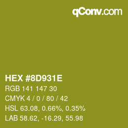 Color code: HEX #8D931E | qconv.com