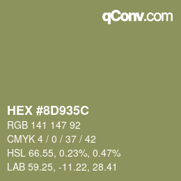 カラーコード: HEX #8D935C | qconv.com