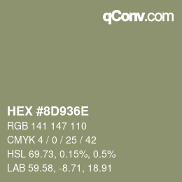 Color code: HEX #8D936E | qconv.com