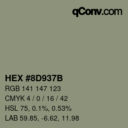 Color code: HEX #8D937B | qconv.com