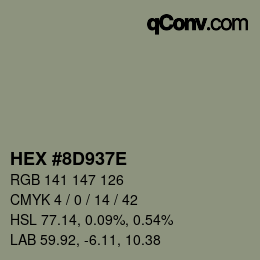 Color code: HEX #8D937E | qconv.com