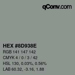 Color code: HEX #8D938E | qconv.com