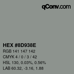 Color code: HEX #8D938E | qconv.com