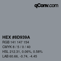 颜色代码: HEX #8D939A | qconv.com
