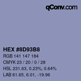 Color code: HEX #8D93B8 | qconv.com