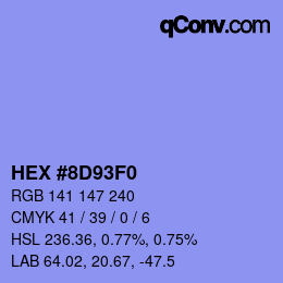 カラーコード: HEX #8D93F0 | qconv.com