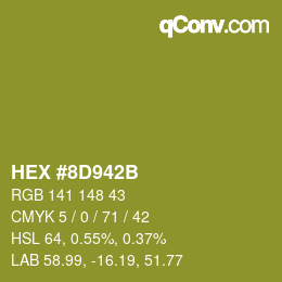 Color code: HEX #8D942B | qconv.com