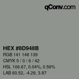 Color code: HEX #8D948B | qconv.com