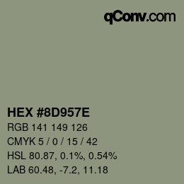 Color code: HEX #8D957E | qconv.com