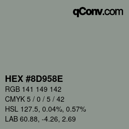 Color code: HEX #8D958E | qconv.com