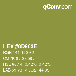 カラーコード: HEX #8D963E | qconv.com