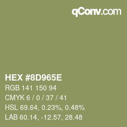 Color code: HEX #8D965E | qconv.com