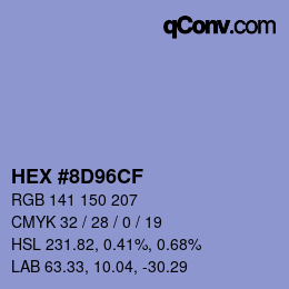 カラーコード: HEX #8D96CF | qconv.com