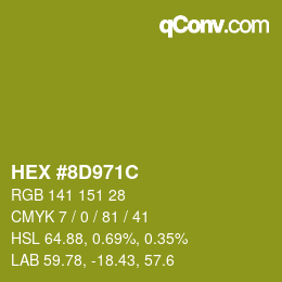 Color code: HEX #8D971C | qconv.com