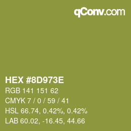 Color code: HEX #8D973E | qconv.com