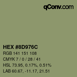 Color code: HEX #8D976C | qconv.com