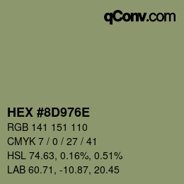 Color code: HEX #8D976E | qconv.com