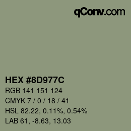 Color code: HEX #8D977C | qconv.com