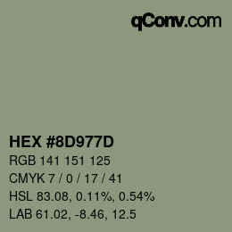 颜色代码: HEX #8D977D | qconv.com