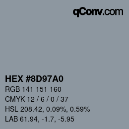 Color code: HEX #8D97A0 | qconv.com