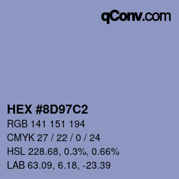 Color code: HEX #8D97C2 | qconv.com