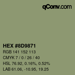 Farbcode: HEX #8D9871 | qconv.com