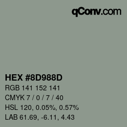 Color code: HEX #8D988D | qconv.com