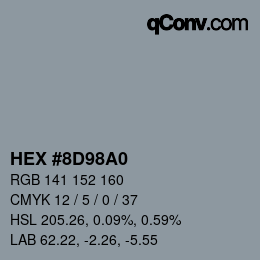 Farbcode: HEX #8D98A0 | qconv.com