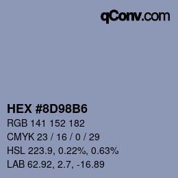 Color code: HEX #8D98B6 | qconv.com