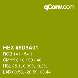 Color code: HEX #8D9A01 | qconv.com