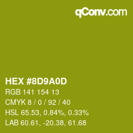 Color code: HEX #8D9A0D | qconv.com