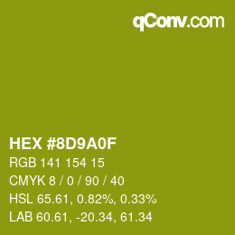 Color code: HEX #8D9A0F | qconv.com
