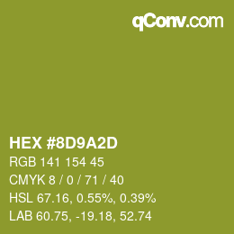 Color code: HEX #8D9A2D | qconv.com