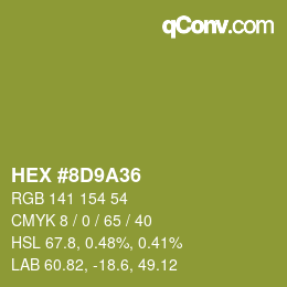 Color code: HEX #8D9A36 | qconv.com
