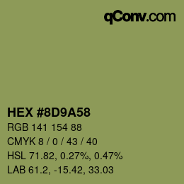 Color code: HEX #8D9A58 | qconv.com